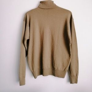 Vintage 100% Wool Turtleneck Tan Golden Olive